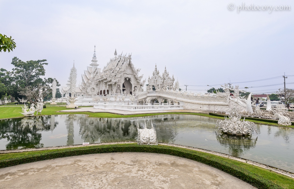 The White Temple in Chiang Rai, view from the front garden